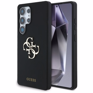 Guess Silikoninen Big 4G Logo Bottom Script Suojakuori Samsung Galaxy S25 Ultralle - musta