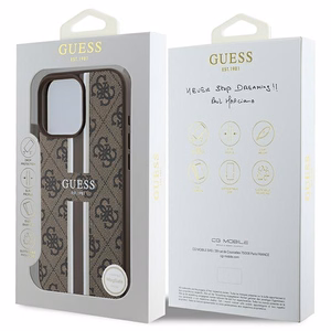 Guess 4G Printed Stripes MagSafe kotelo iPhone 16 Pro Max - ruskea