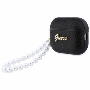 Guess Glitter Pearl Strap Suojakuori AirPods Pro 3:lle - Musta