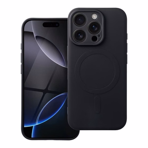 Silikoninen Mag Cover iPhone 16 PRO:lle yhteensopiva MagSafen kanssa musta
