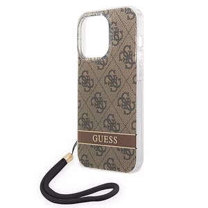 Guess GUOHCP14LH4STW iPhone 14 Pro 6.1 "ruskea / ruskea kovakotelo 4G Tulosta hihna