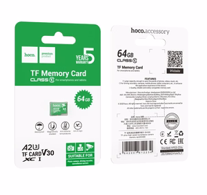 Muistikortti microSD 64 GB, luokka 10, UH-1, U3, V30, A2, Hoco, vihreä