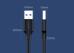 Ugreen USB 2.0 -kaapeli (uros) - USB 2.0 (uros) 1m musta (US128 10309)
