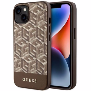 Guess GUHMP14MHGCFSEW iPhone 14 Plus 6.7 ruskea/ruskea suojakuori GCube Stripes MagSafe
