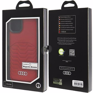 Audi Tekonahkainen Suojakuori MagSafella iPhone 15 Plus / 14 Plus:lle - punainen