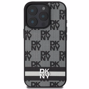 DKNY Checkered Pattern Painetut Raidat Suojakuori iPhone 16 Pro:lle - Musta