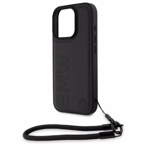 BMW Signature Leather Wordmark Cord Case for iPhone 16 Pro - Black