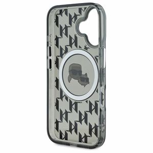 Karl Lagerfeld IML Monogram Karl ja Choupette Head MagSafe iPhone 16 Suojakuori - Musta