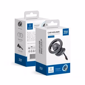 Blue Star SMART LOCK X1 MagSafe-yhteensopiva magneettinen autopidike, ilmanvaihtoritilään, musta
