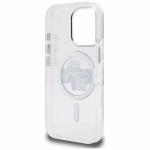 Karl Lagerfeld IML Glitter Karl & Choupette Sketch Logo MagSafe suojakuori iPhone 16 Pro Max - läpinäkyvä