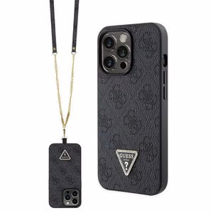 Guess GUHCP13LP4TDSCPK Suojakuori iPhone 13 Pro / 13:lle - musta Crossbody 4G Metal Logo