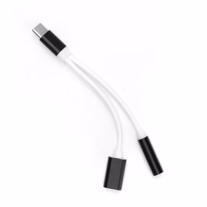 Sovitin AUX 2in1 Type C (uros) - Type C (naaras) / Jack 3,5 mm (naaras) musta
