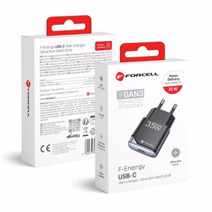 Puhelinlaturi Forcell F-Energy Ultra Slim GaN III USB C PD QC4.0 3A 35W B135101-E musta