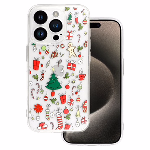 TEL PROTECT Joulu läpinäkyvä Suojakuori iPhone 16 Pro Max:lle Design 2
