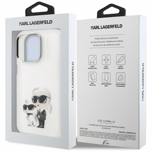 Karl Lagerfeld IML Aquarelle Karl & Choupette & Logo Suojakuori iPhone 16 Pro Maxille - Valkoinen
