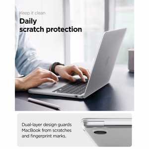 Spigen AirSkin suojakuori MacBook Air 13" 2023 / 2024 / 2025 / 2026 -mallille – läpinäkyvä