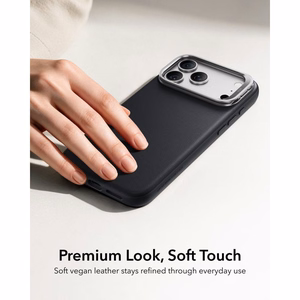 ESR Leather -suojakuori laitteelle iPhone 18 Pro / 17 Pro, tuella, MagSafe-yhteensopiva – musta