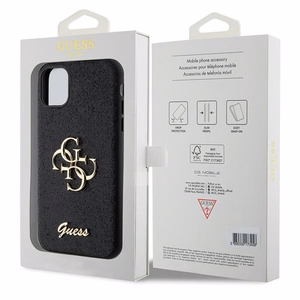 Guess GUHCN61HG4SGK Suojakuori iPhone 11 / Xr:lle - musta Glitter Script Big 4G