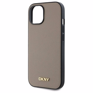 DKNY Grained Metal Logo MagSafe Suojakuori iPhone 15:lle - beige