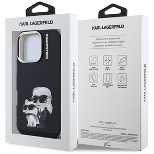 Karl Lagerfeld IML Aquarelle Karl & Choupette & Logo iPhone 16 Pro Case Black