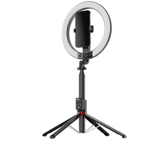 Blavec Selfie Ring Lamp Aluminium Aura LED RGB P-50 25 cm kolmijalka + kauko-ohjain + 2,3 m musta (vaurioitunut pakkaus)