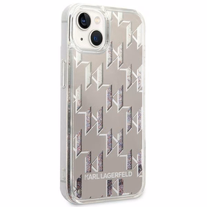 Karl Lagerfeld KLHCP14MLMNMS iPhone 14 Plus 6.7 "kovakotelo hopea / hopea Nestemäinen Glitter Monogrammi