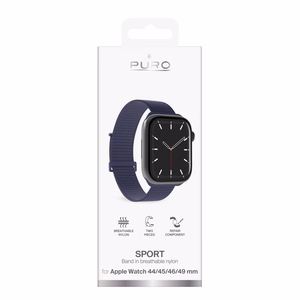Puro Sport Hihna Apple Watch 44/45/46/49mm:lle - laivastonsininen