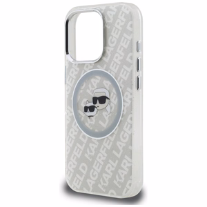 Karl Lagerfeld IML Glitter Karl & Choupette Heads Logo MagSafe suojakuori iPhone 16 Pro - harmaa