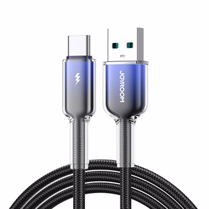 Joyroom S-A42 Crystal-Clear Series 3A USB-A - USB-C -kaapeli 1,2 m - musta