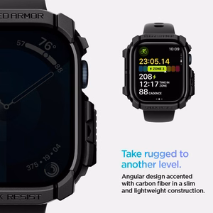 Spigen Rugged Armor Suojakuori Apple Watch 10:lle (42mm) - Musta