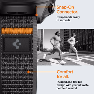 Spigen Athlex Airna Garmin Quick Release 22 mm -ranneke, musta ja oranssi