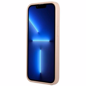 Guess GUHCP13SPSATPP iPhone 13 mini 5,4 "vaaleanpunainen / vaaleanpunainen kovakotelo SaffianoTriangle Logo Cardslot