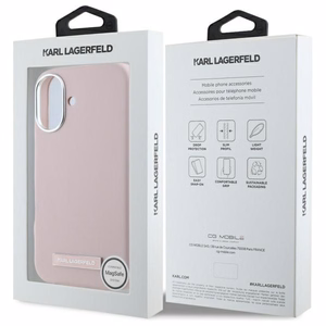 Karl Lagerfeld FW Metal Plate MagSafe iPhone 16 Suojakuori - Vaaleanpunainen