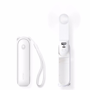 Jisulife Life8 Plus kannettava USB-käsituuletin varavirtalähdetoiminnolla ja taskulampulla, 4500 mAh, valkoinen
