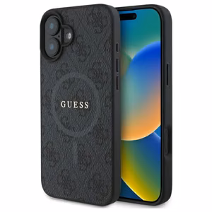 Guess 4G Ring Classic Logo MagSafe kotelo iPhone 16 - musta