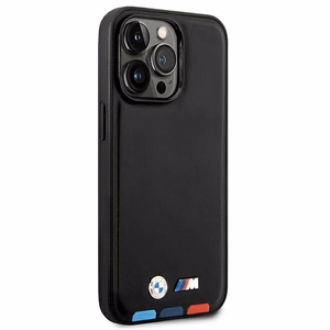 Kotelo BMW BMHMP14L22PTDK iPhone 14 Pro 6.1 "musta / musta nahka leima Tricolor Magsafe