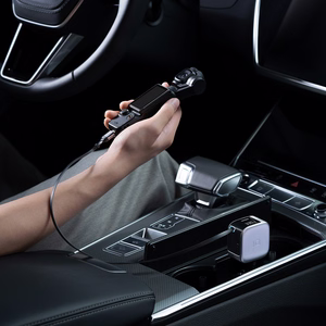Cuktech CC903P car charger 100 W, with display and 70 cm retractable USB-C cable – gray