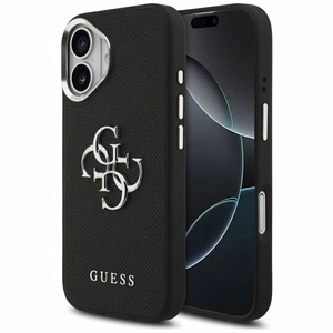 Guess Grained Big 4G Classic Logo Suojakuori iPhone 17:lle - Musta