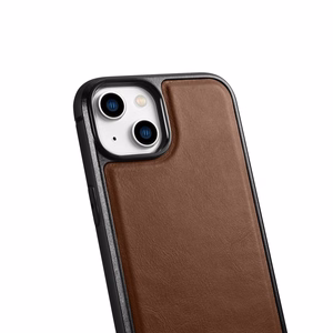 iCarer Nahka Öljyvaha Aitoa nahkaa Kotelo iPhone 14 Plus (MagSafe yhteensopiva) Ruskea (WMI14220719-BN)