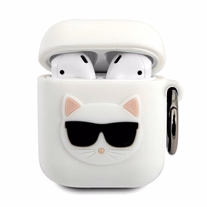 Karl Lagerfeld Silicone Choupette -suojakuori AirPods 1/2:lle, valkoinen