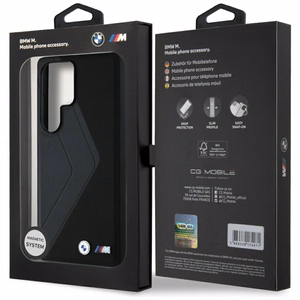 BMW Nahkainen Oversized Stripes MagSafe Suojakuori Samsung Galaxy S25 Ultralle - musta