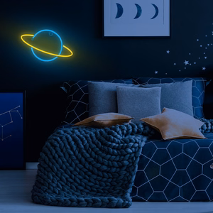 Neon LED-valo SATURN keltainen sininen Bat + USB FLNE11 Forever Light