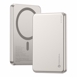 Forcell F-Energy Slim F5K9 -varavirtalähde, MagSafe-yhteensopiva, 5000 mAh, 15 W, QC 4.0, PD 3.0, Cloud Dancer