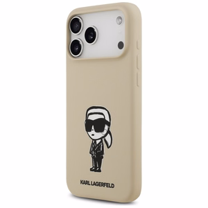 KARL LAGERFELD suojakuori iPhone 17 Pro Max MagSafe-yhteensopiva (silikoni KL-luonnoksella ja logolla) - ruskea