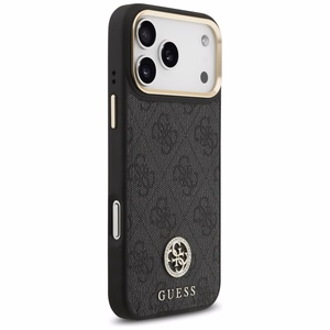Guess 4G Strass Logo & Big Strap Metal Buttons MagSafe suojakuori iPhone 17 Pro Max - musta