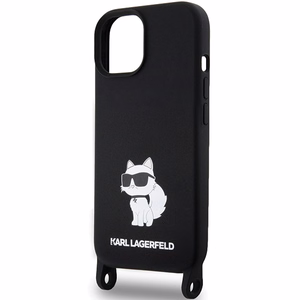 Karl Lagerfeld KLHCP15SSCBSCNK iPhone 15 6.1 kovakuori musta/musta Crossbody Silikoninen Choupette