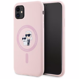 Karl Lagerfeld Silikoninen Karl&Choupette MagSafe iPhone 11:lle Suojakuori - Vaaleanpunainen
