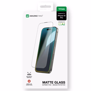 AmazingThing Titan Matte Glass Himmeä Karkaistu lasi iPhone 16 Pro:lle