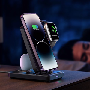 Joyroom JR-WQS02 iPhone AirPods Apple Watch 4in1 latausteline taitettava - musta