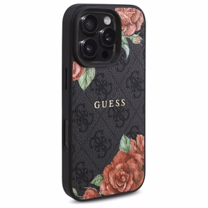 Guess GUHMP16XP4ROPEMCK iPhone 16 Pro Max 6.9" Musta/Musta Kova Suojakuori 4G Flowers Print MagSafe
